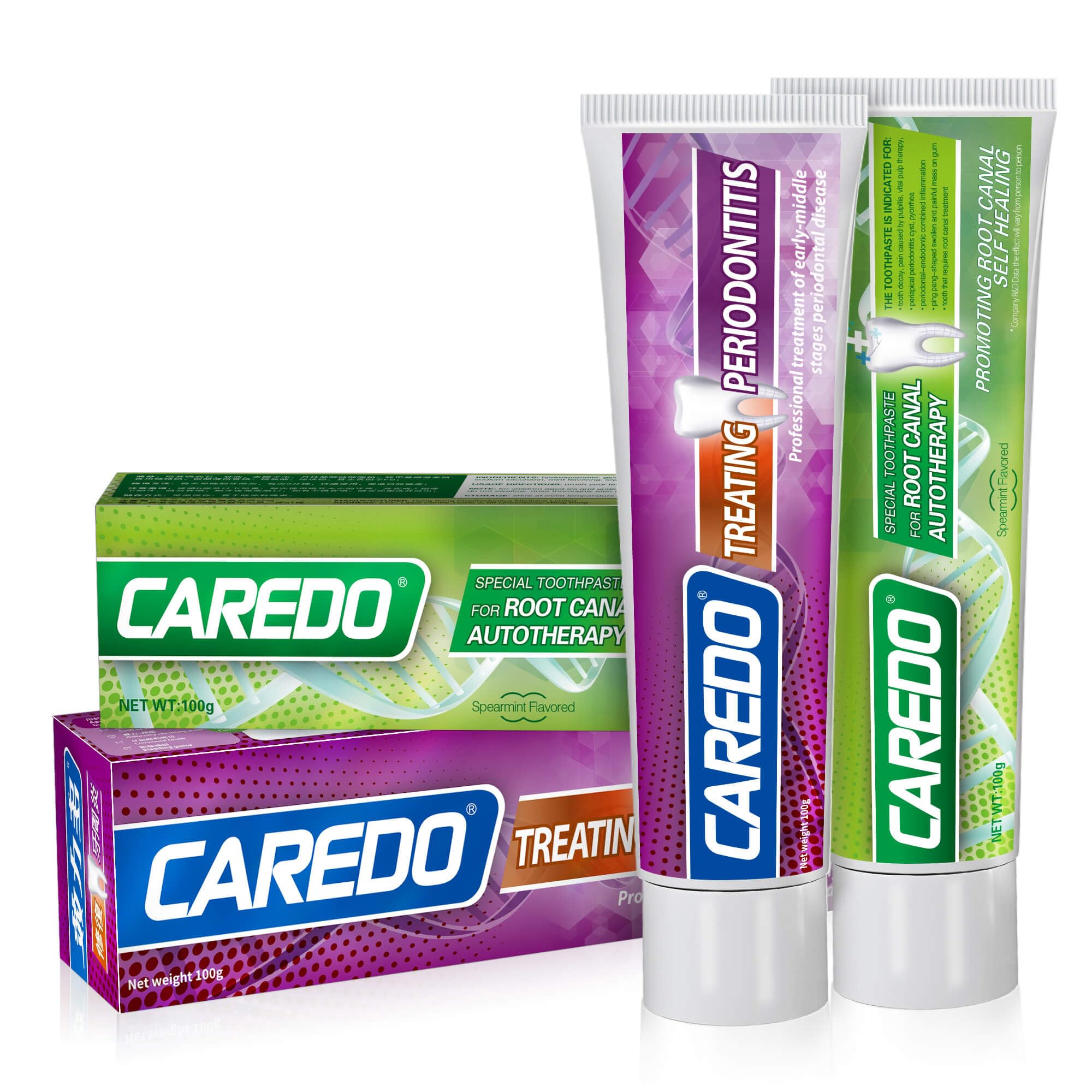 CAREDO gum repair toothpaste set - 2-pack packaging