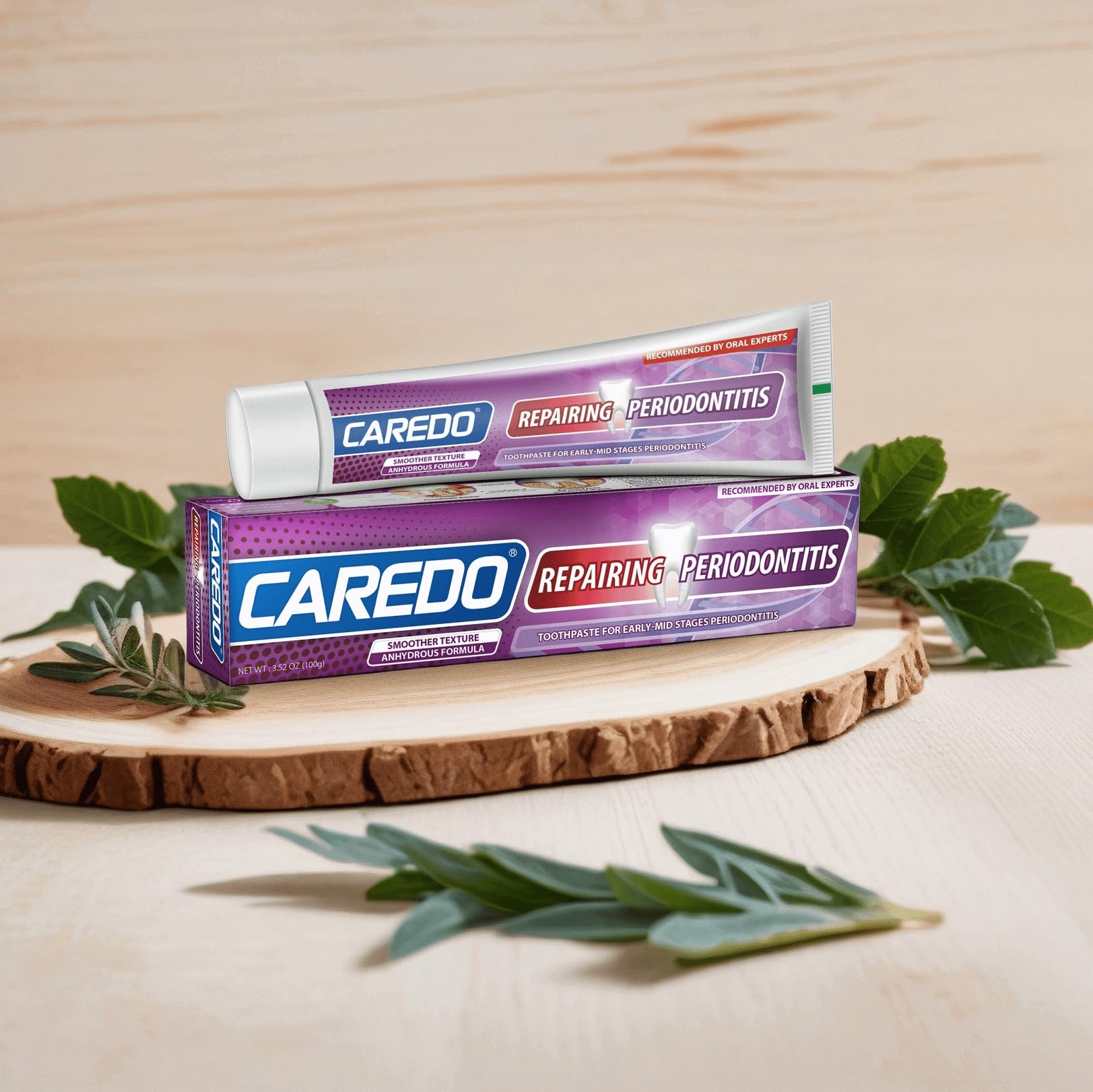 CAREDO toothpaste contains hydroxyapatite for cementum and bone support