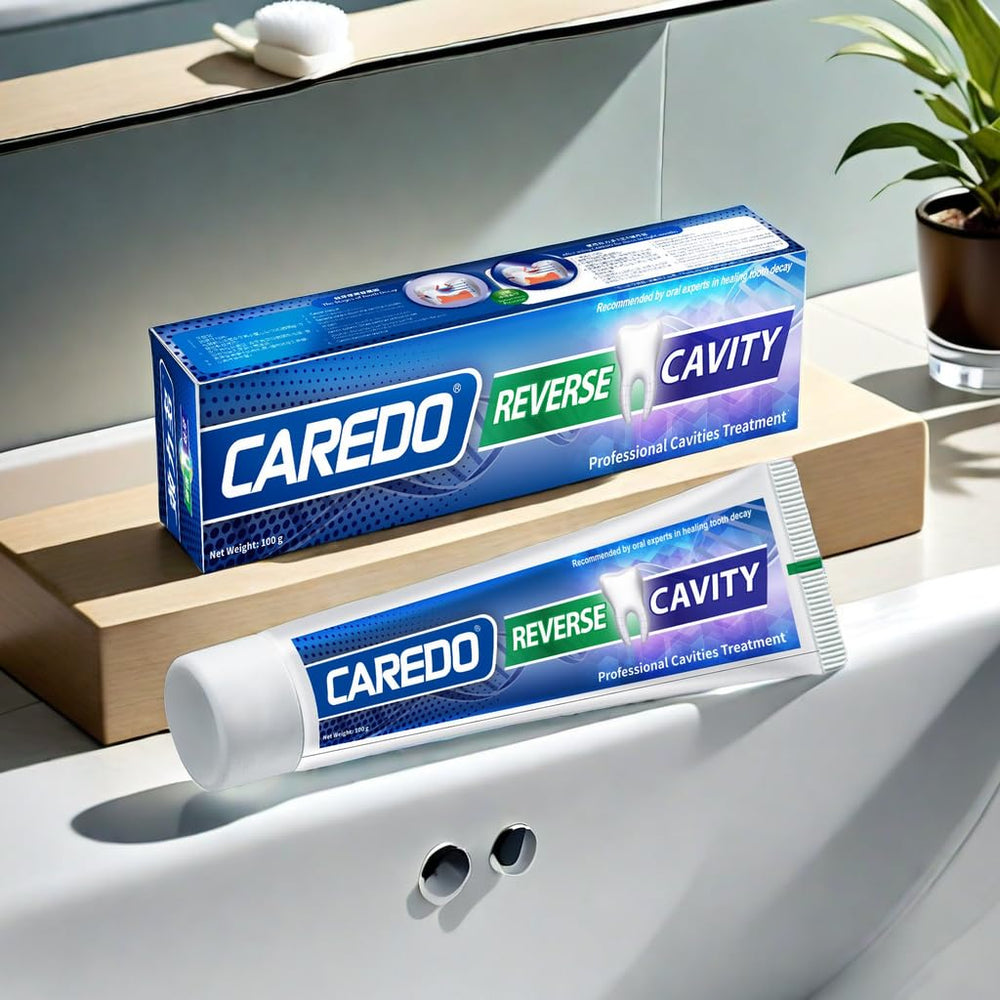 CAREDO fluoride-free toothpaste packaging label