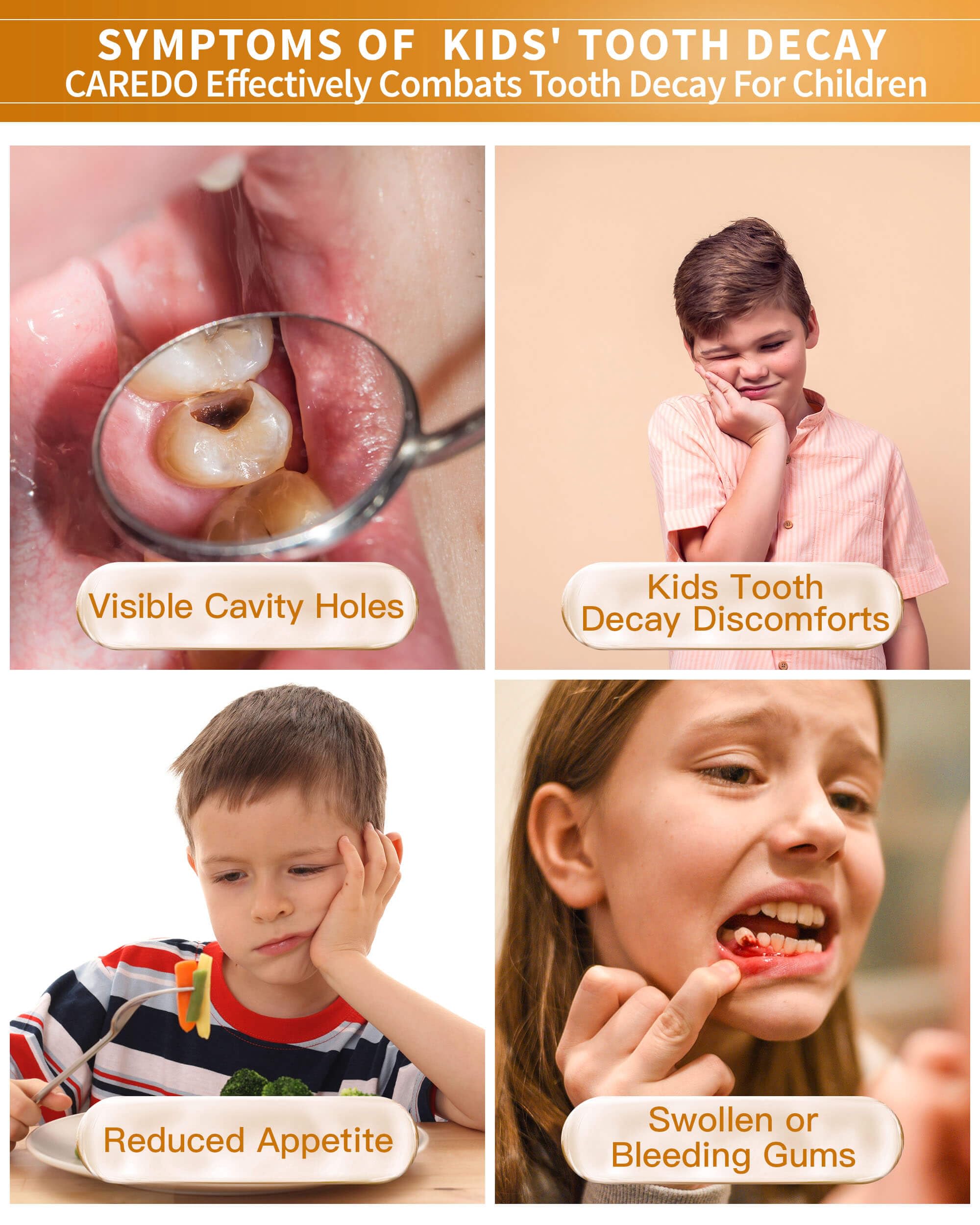 Another close-up shot of CAREDO Kids toothpaste tube