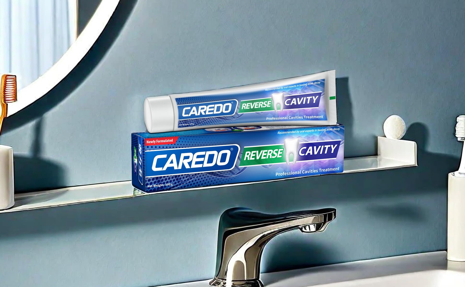 New flavor CAREDO toothpaste packaging in gray and white