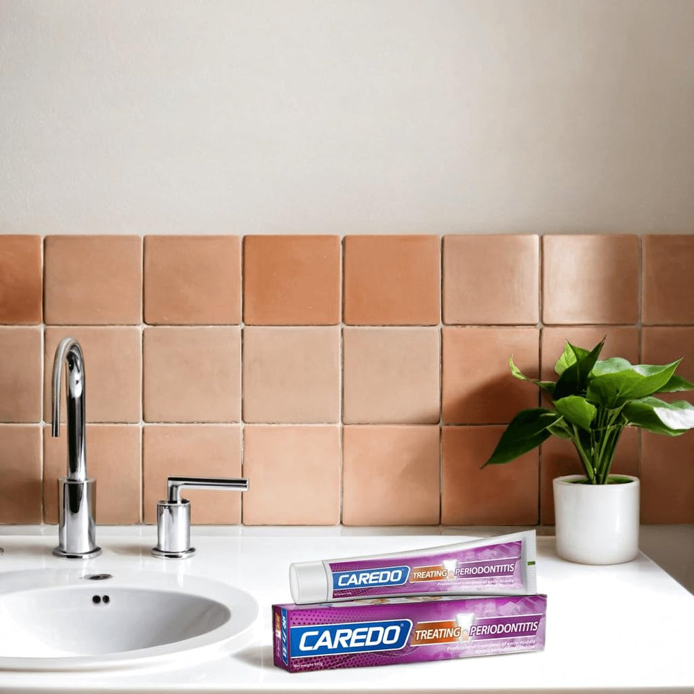 Two-pack CAREDO toothpaste set with packaging