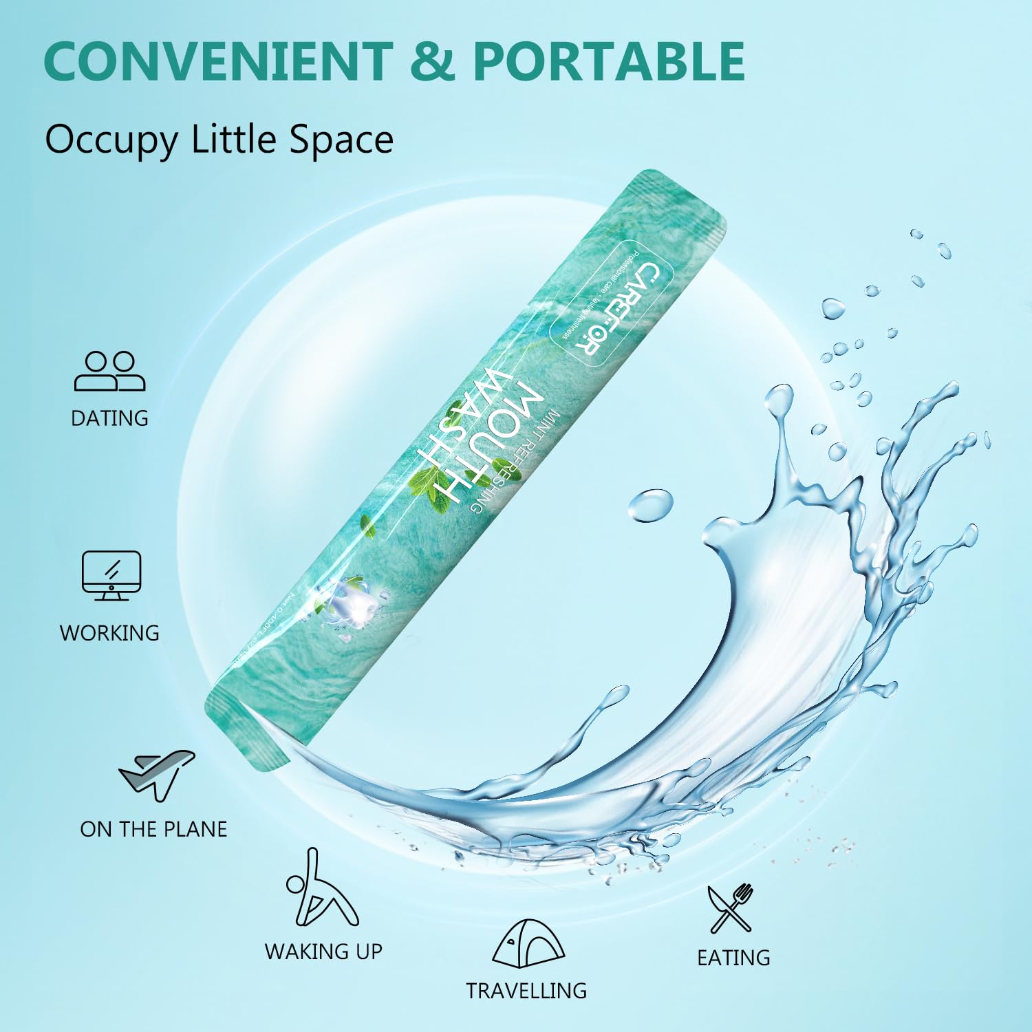 Alcohol-free and fluoride-free mint mouthwash label