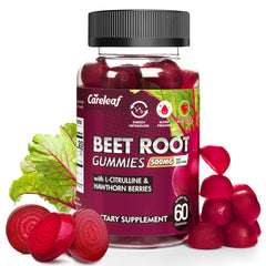 Careleaf Beet Root Gummies bottle label showing 60 count