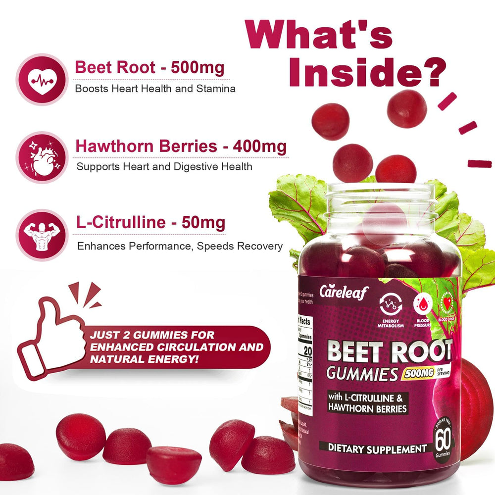Concept image showing beetroot, L-Citrulline, and hawthorn extract ingredients