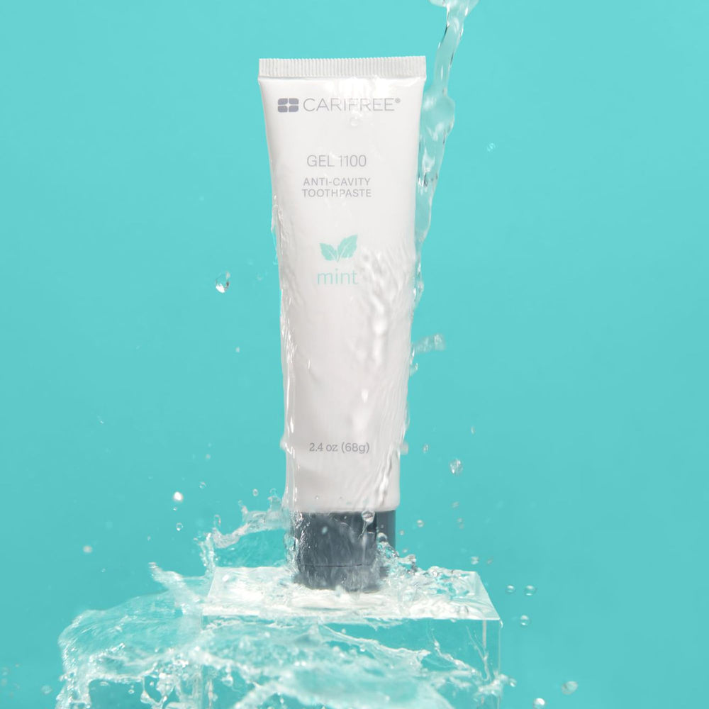 Graphic of nano hydroxyapatite in CariFree Gel 1100 Mint