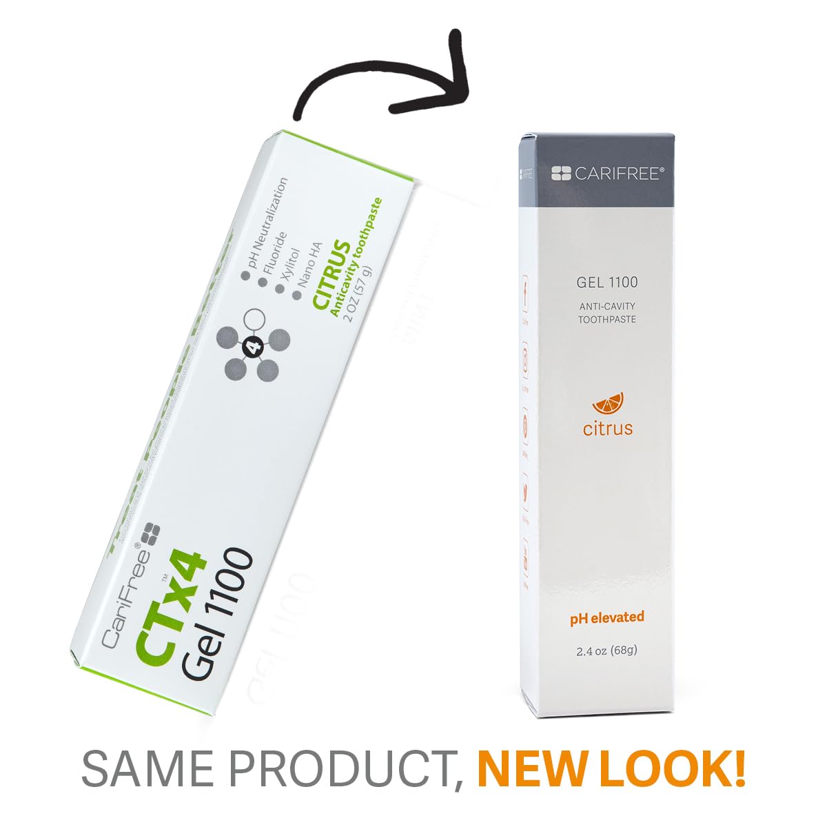 Nano-hydroxyapatite and fluoride components in CariFree Gel 1100 Citrus