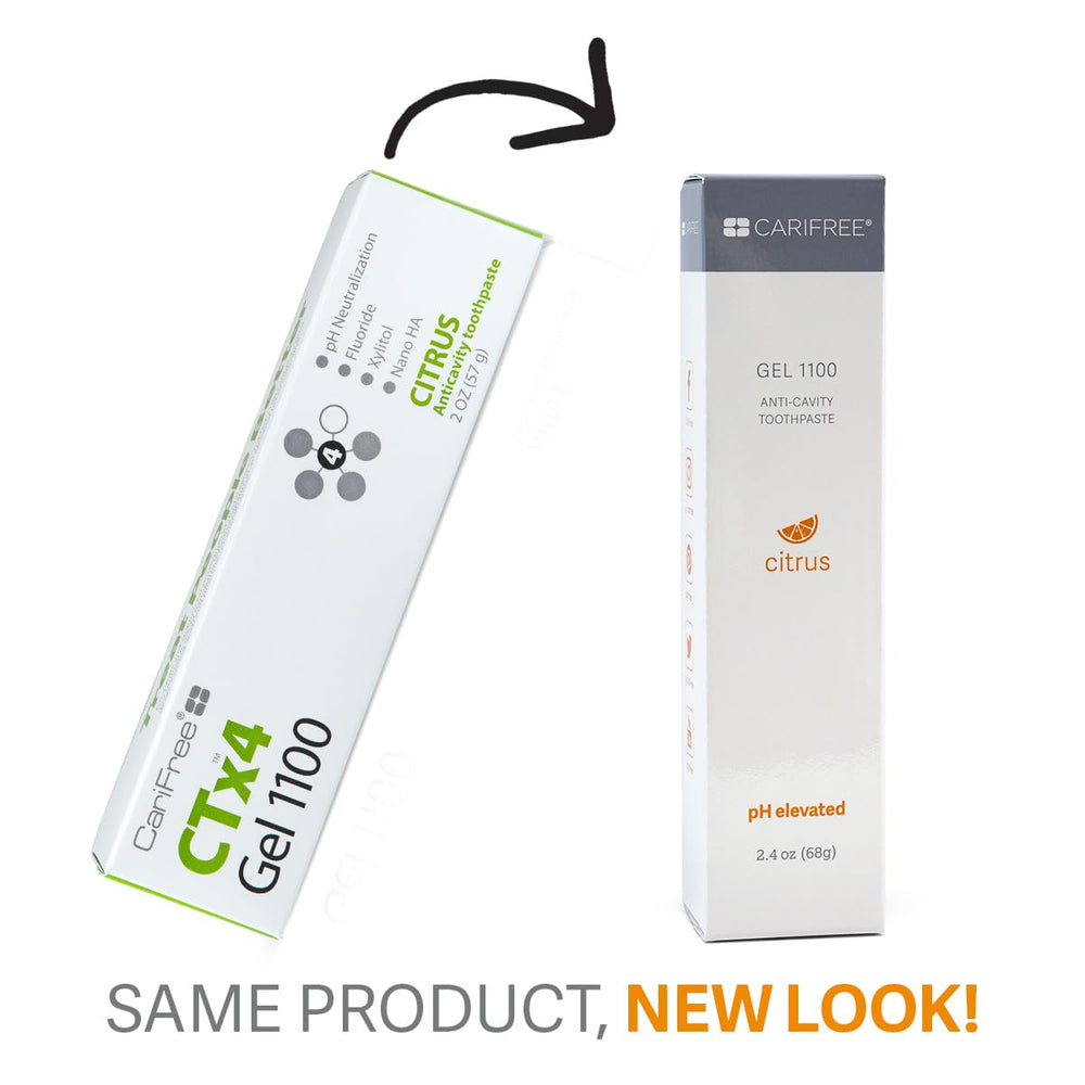 Nano-hydroxyapatite and fluoride components in CariFree Gel 1100 Citrus
