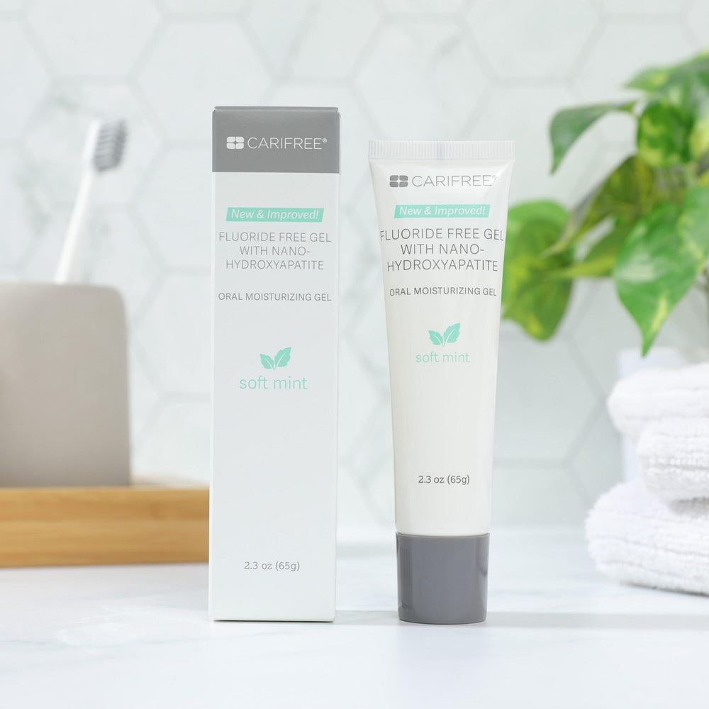 CariFree Fluoride Free Gel Mint packaging close-up