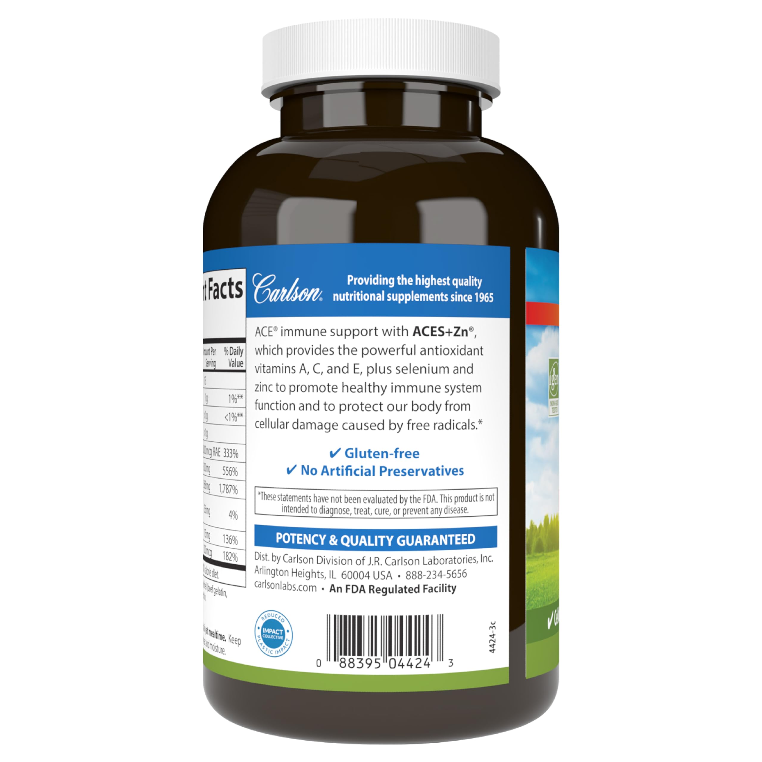 Product label showing 360 softgels