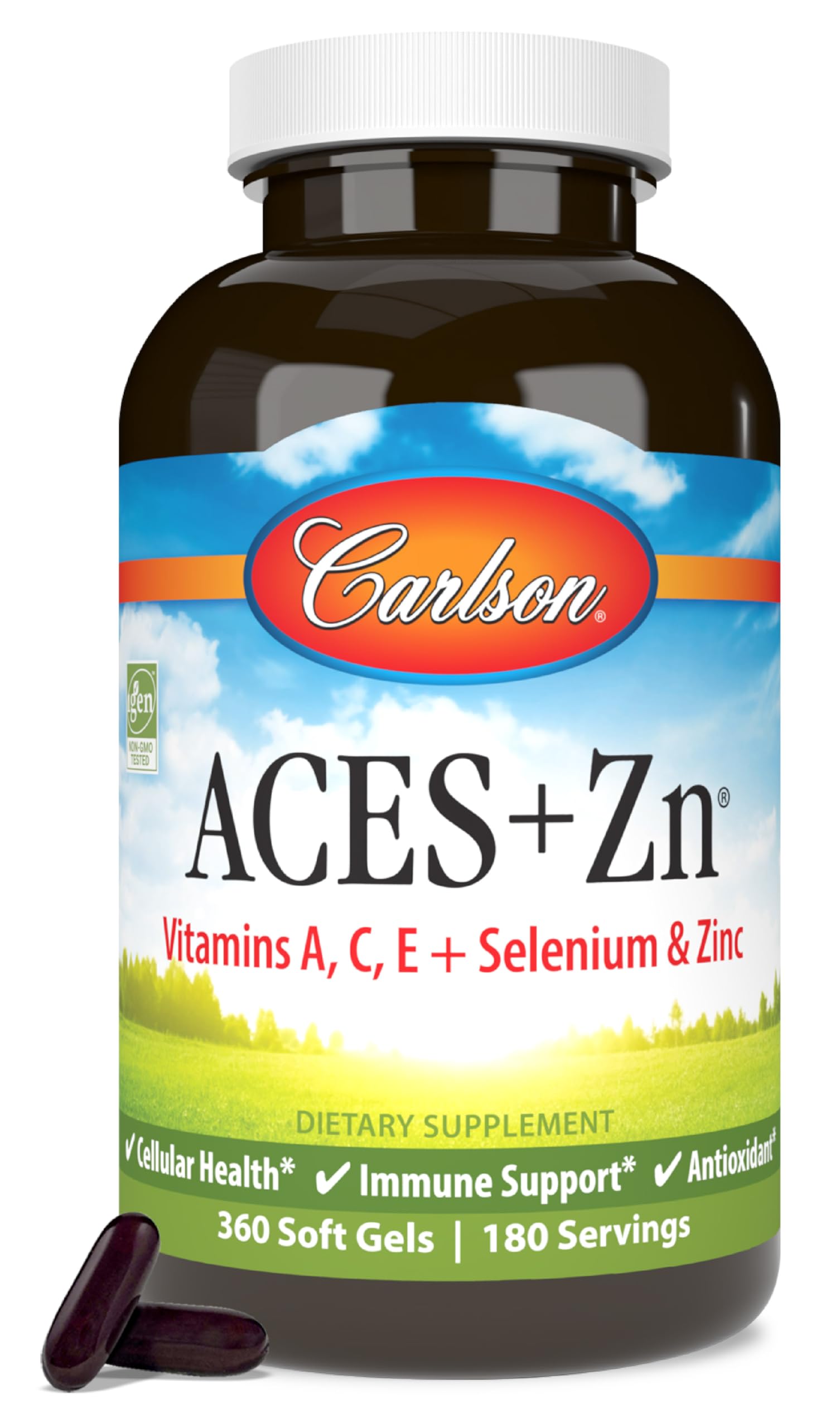 Carlson ACES + Zn softgel multivitamin bottle
