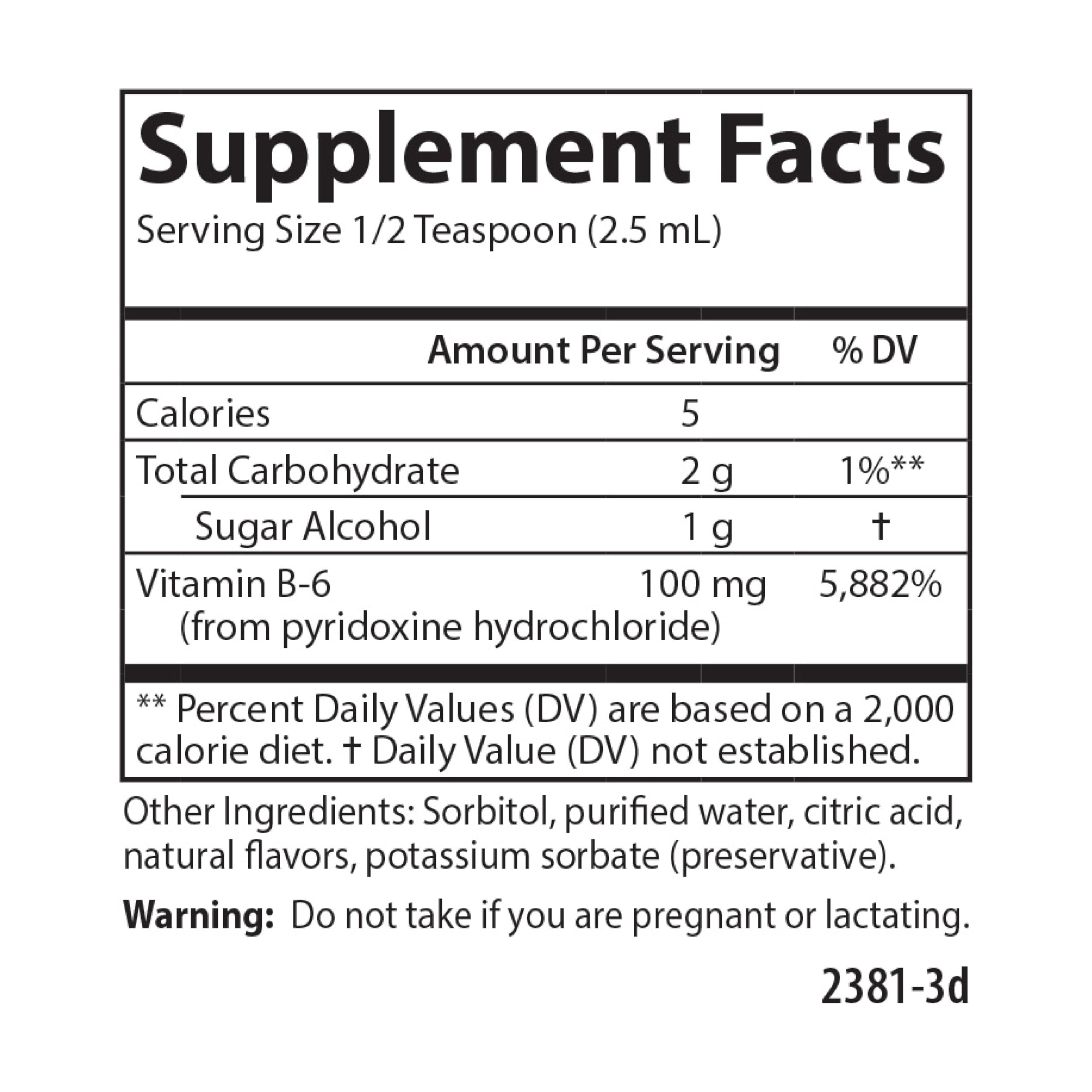 Carlson B-6 Liquid Berry Lemonade packaging with cap