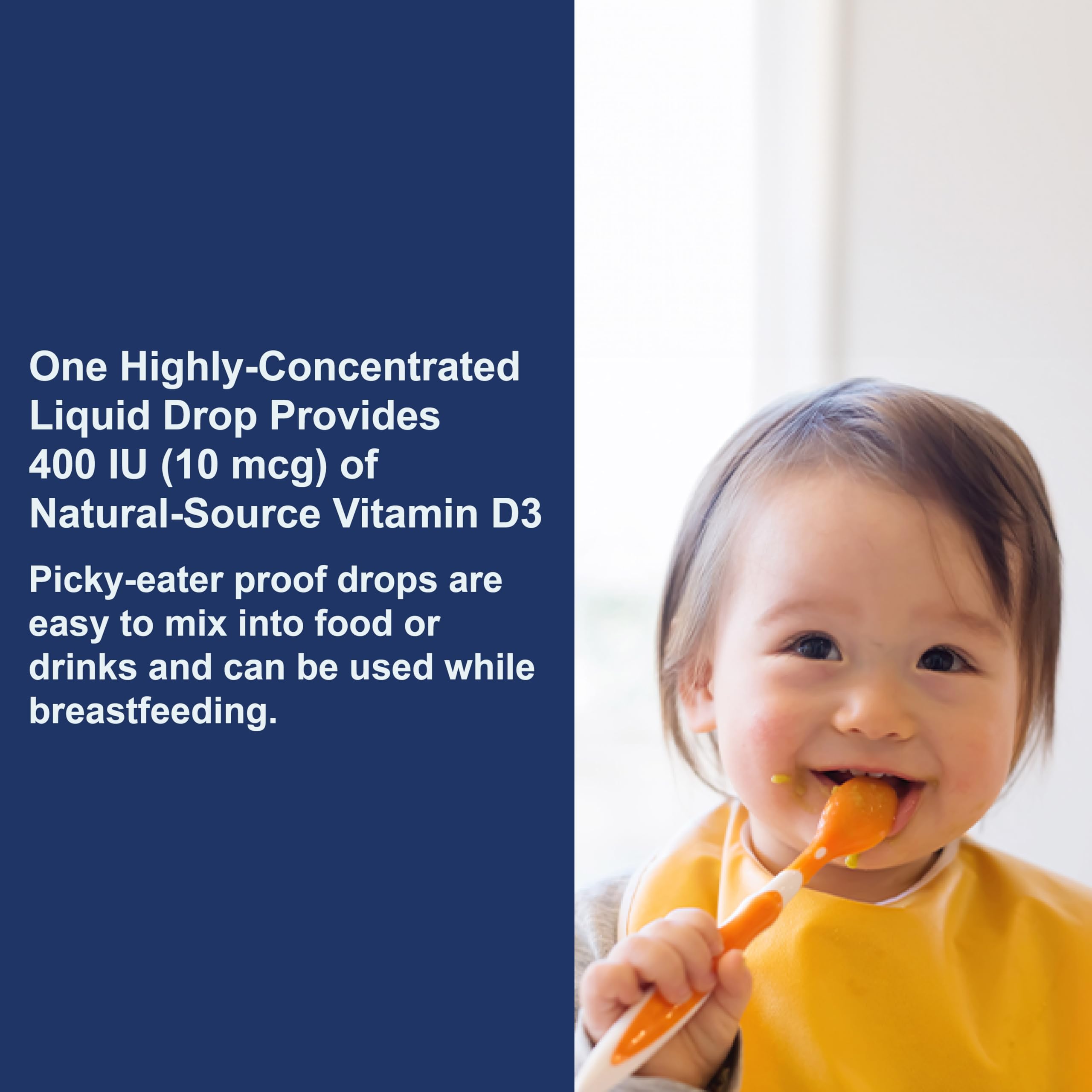 Unflavored liquid vitamin D3 for infants and toddlers