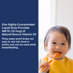 Unflavored liquid vitamin D3 for infants and toddlers