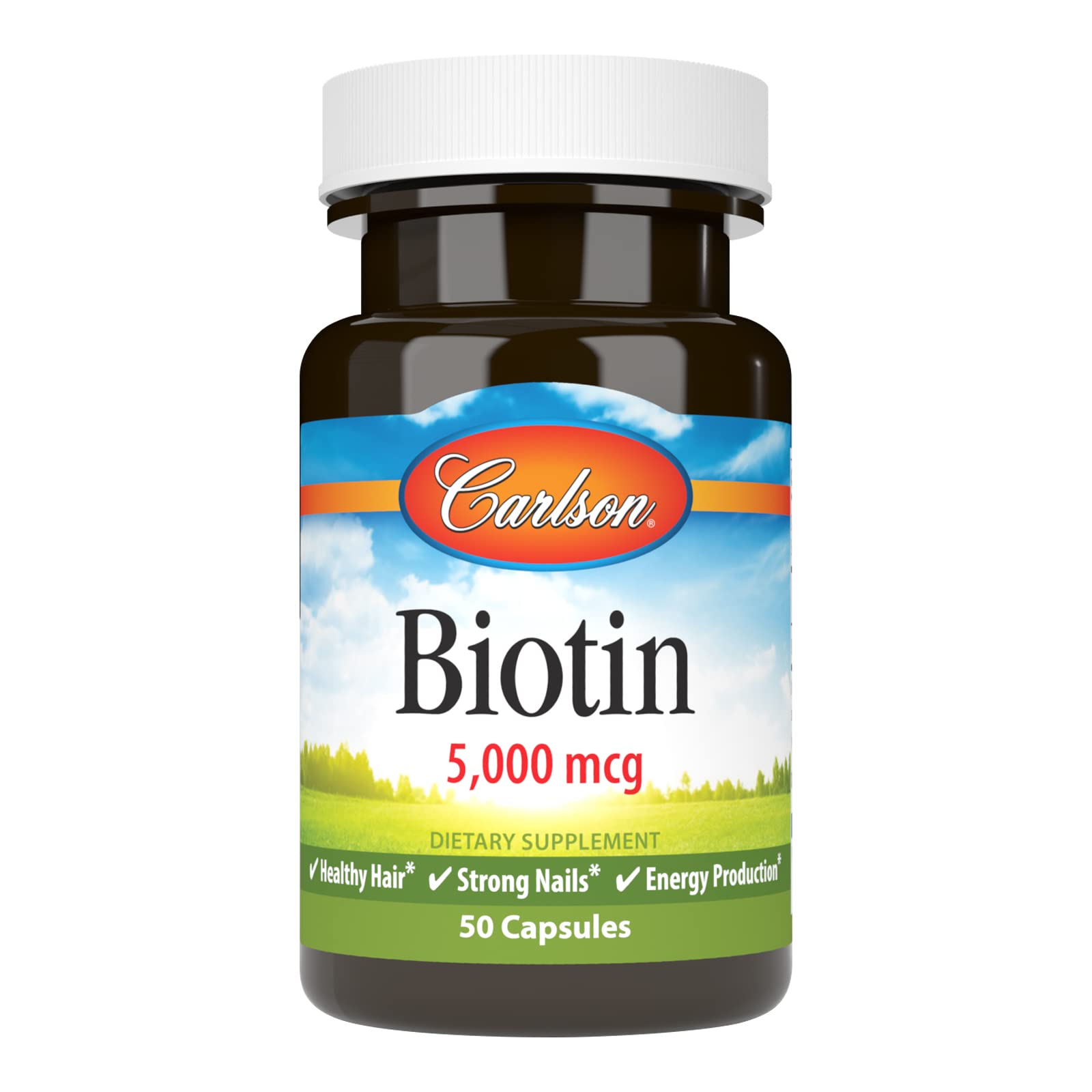 Carlson Biotin 5000 mcg bottle front label
