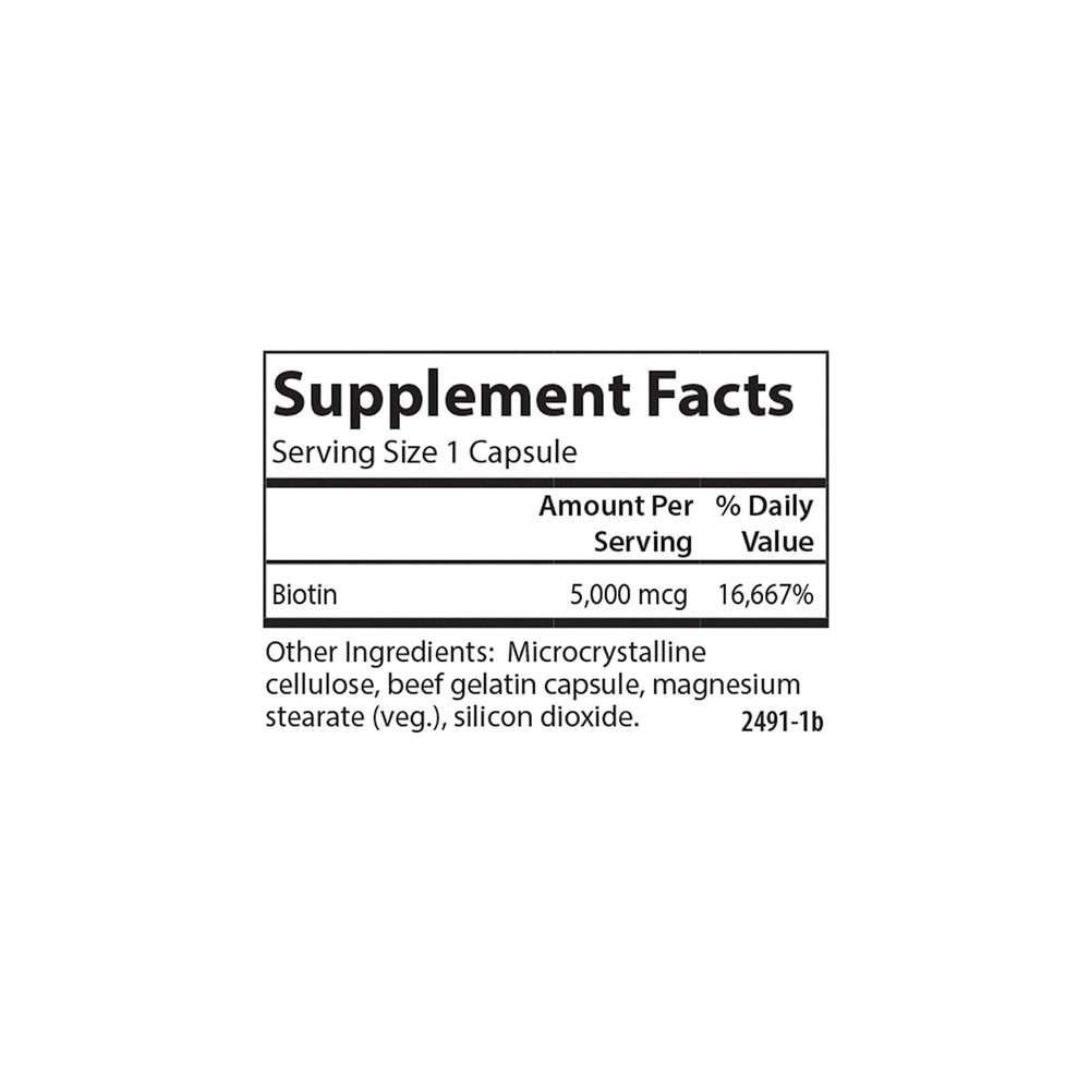 Carlson Biotin 5000 mcg label close-up