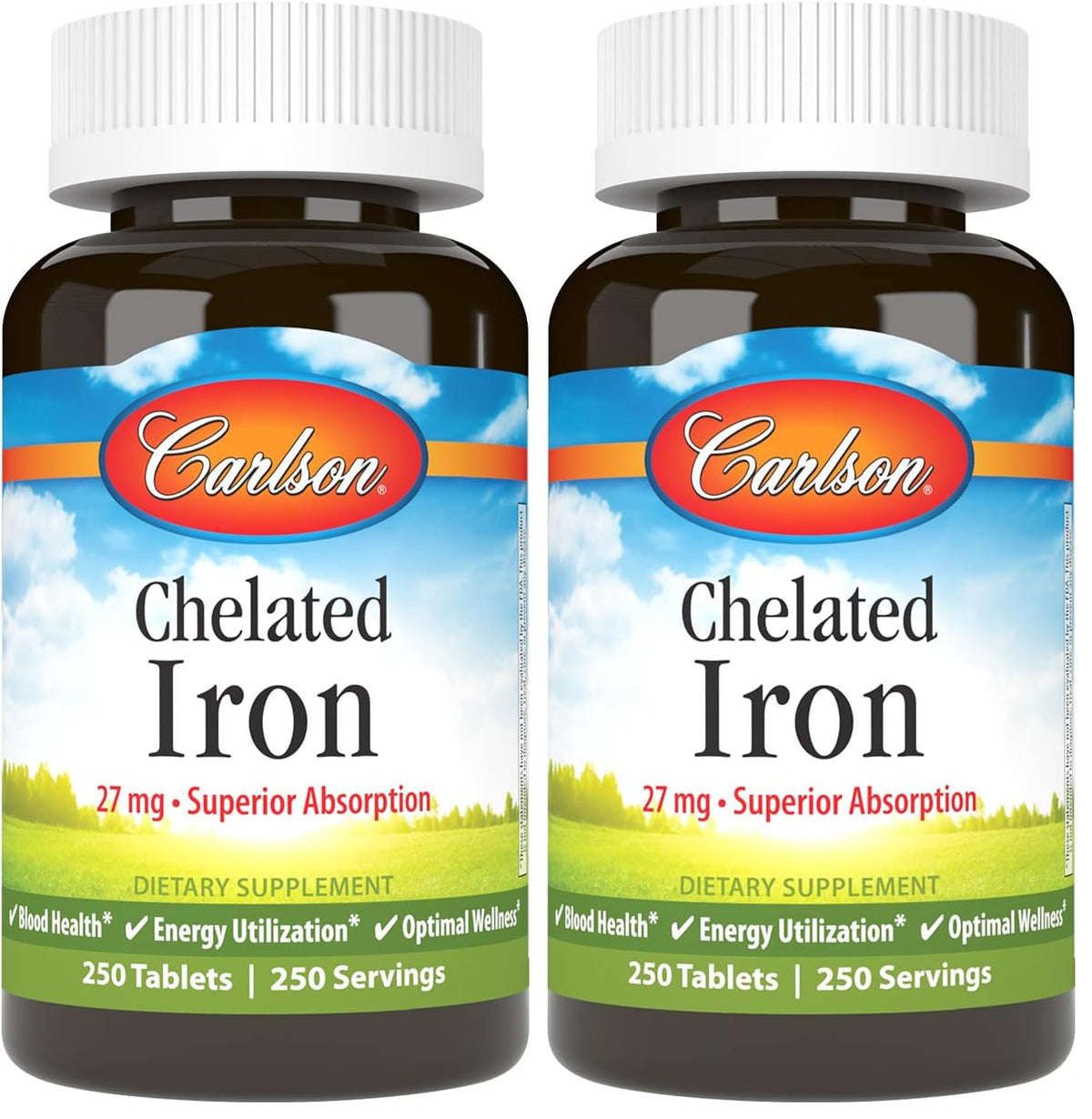 Carlson Chelated Iron 27mg bottle - front view