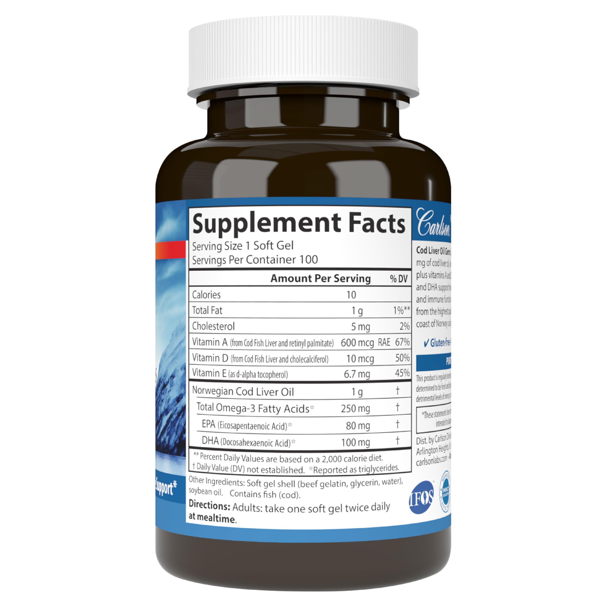 100 softgels bottle label detail