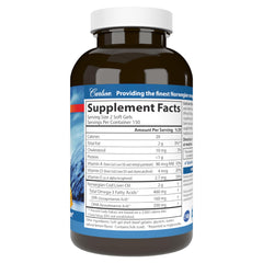 Carlson cod liver oil capsules closeup shows vitamin A and D3 potency.