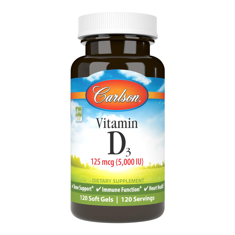 Carlson Vitamin D3 5000 IU soft gels bottle - 120 count