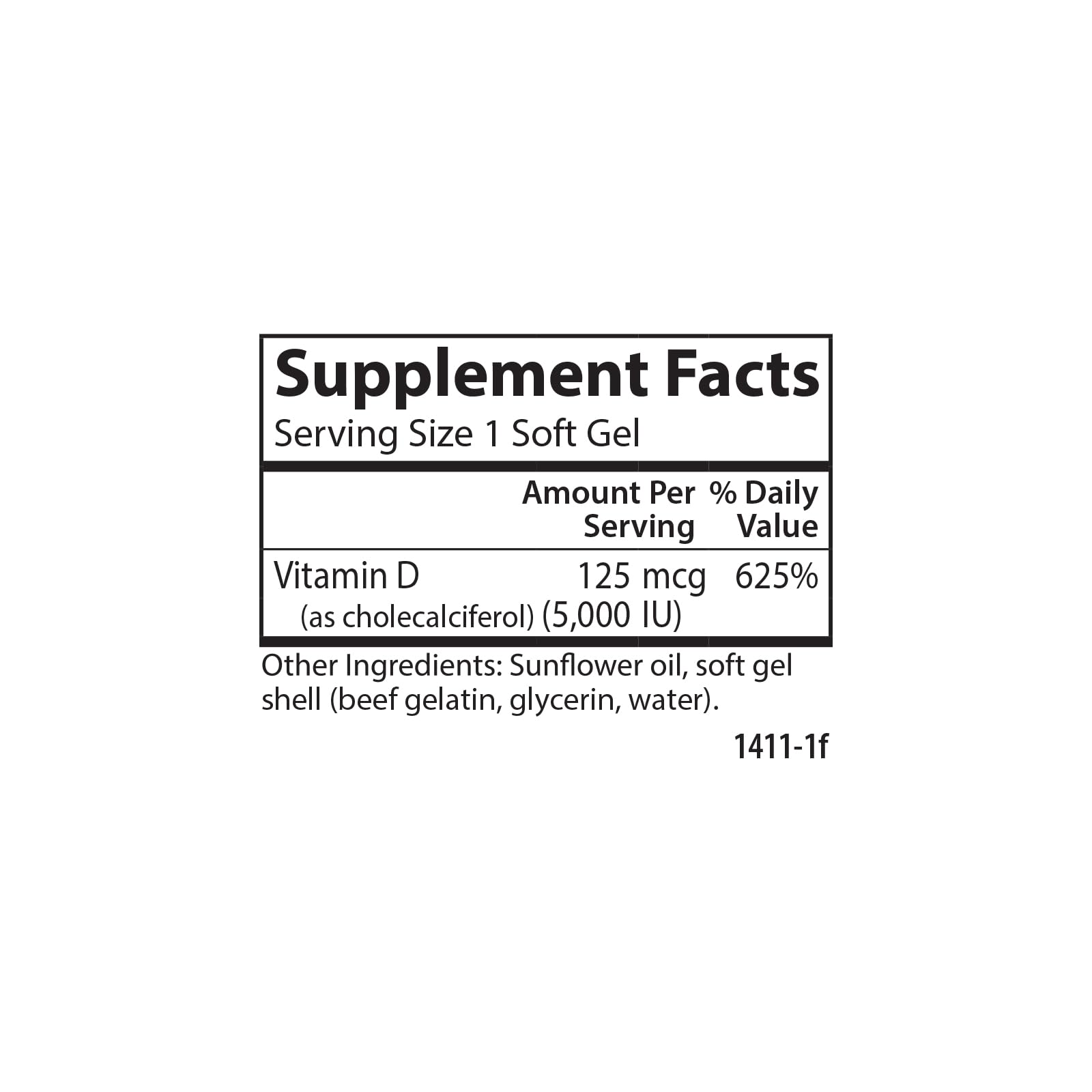 Carlson Vitamin D3 5000 IU soft gels in a blister pack