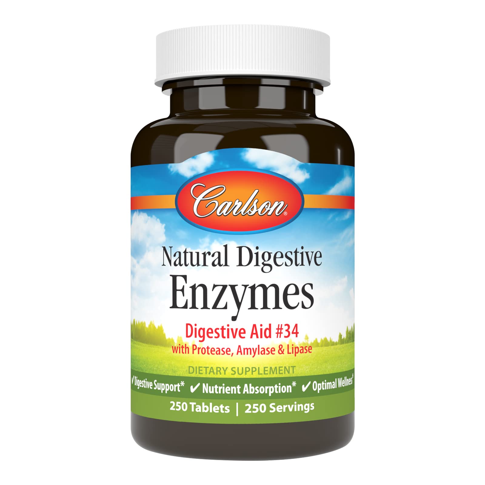 Carlson Natural Digestive Enzymes bottle and label