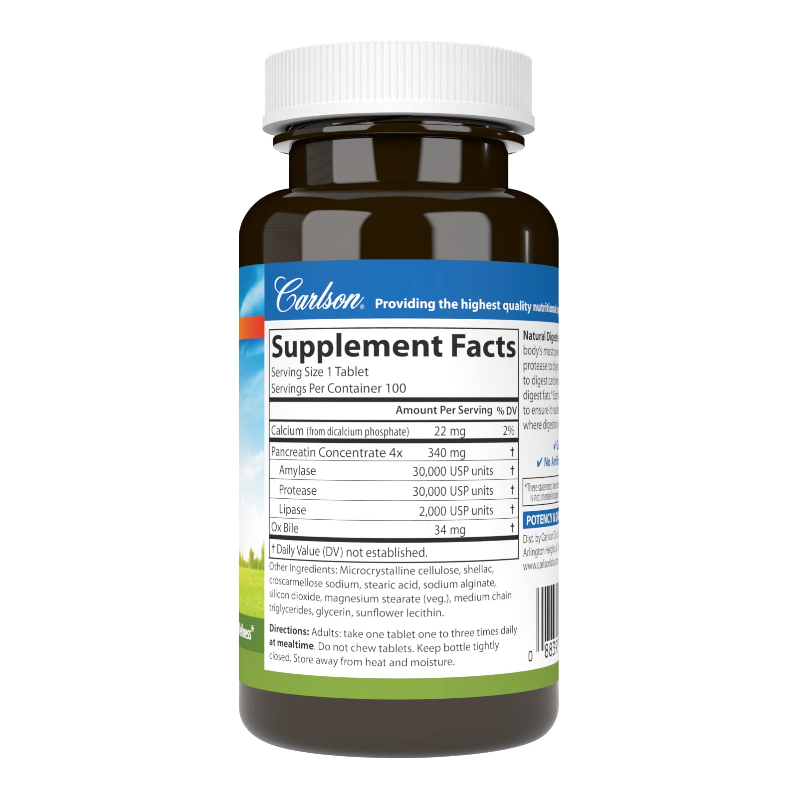 Carlson Digestive Enzymes 34 label close-up