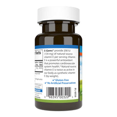 Front view of Carlson E-Gems Vitamin E bottle