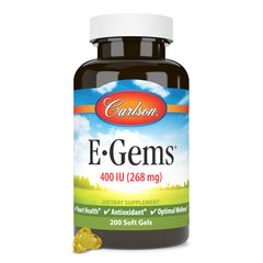 Carlson E-Gems Vitamin E 400 IU soft gels bottle front view