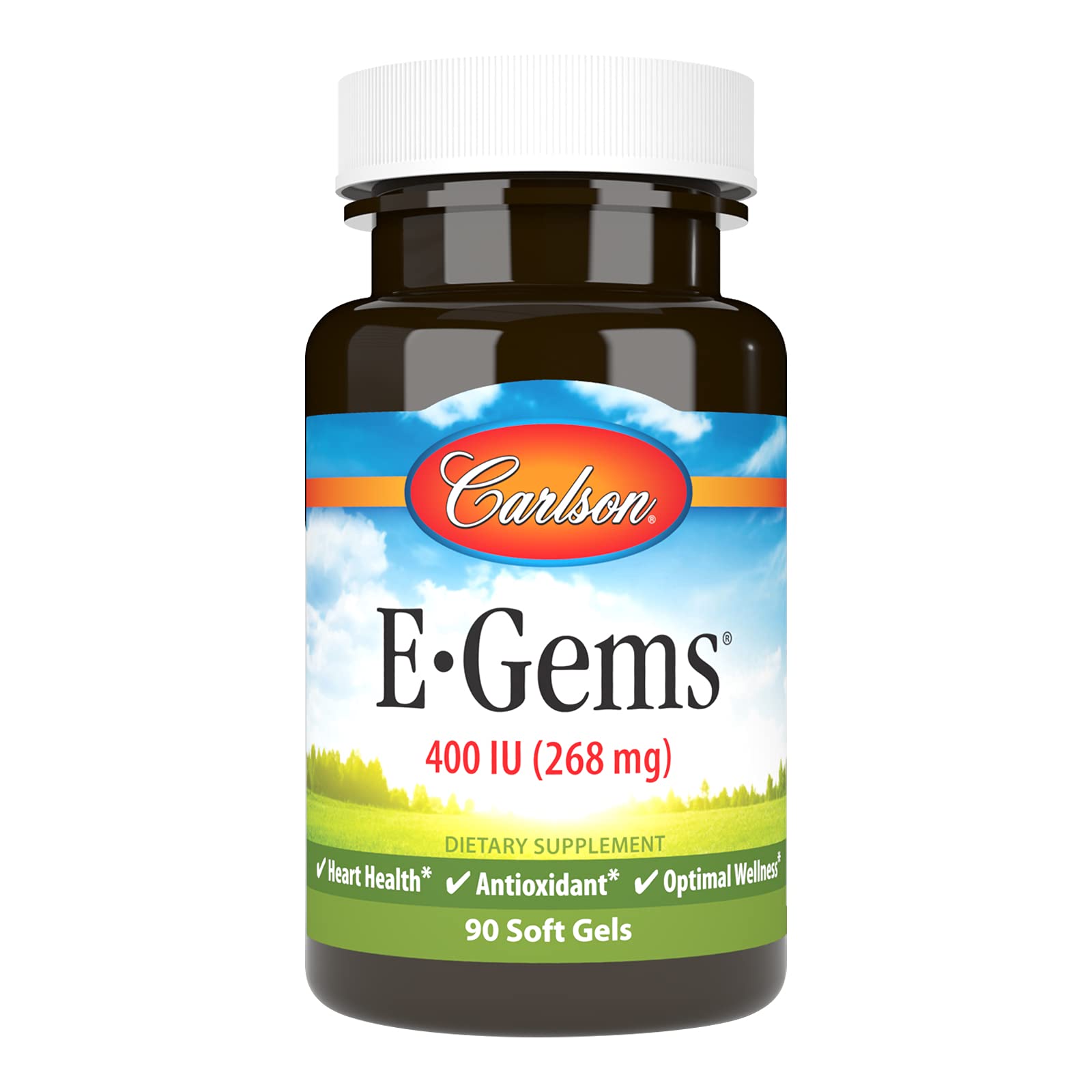 Carlson E-Gems 400 IU Vitamin E soft gels bottle front