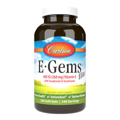 Close-up of Carlson E-Gems Elite Vitamin E 400 IU softgel capsules (image 1)