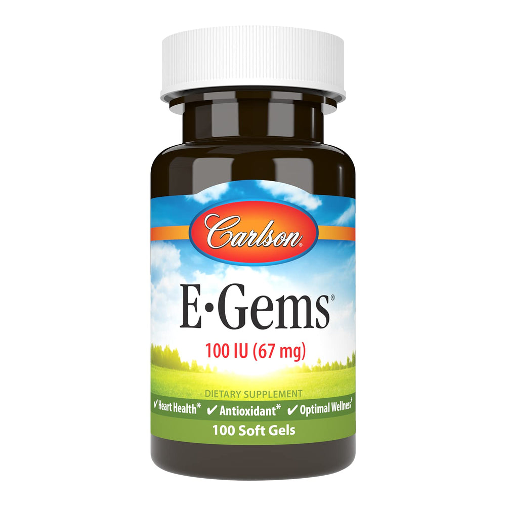 Carlson E-Gems Vitamin E 100 IU bottle and packaging