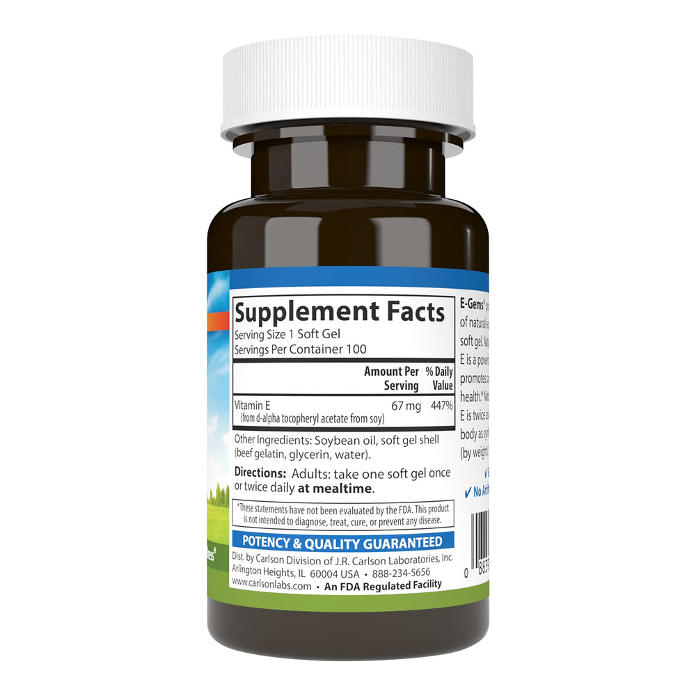 Close-up of 100 IU Vitamin E soft gels