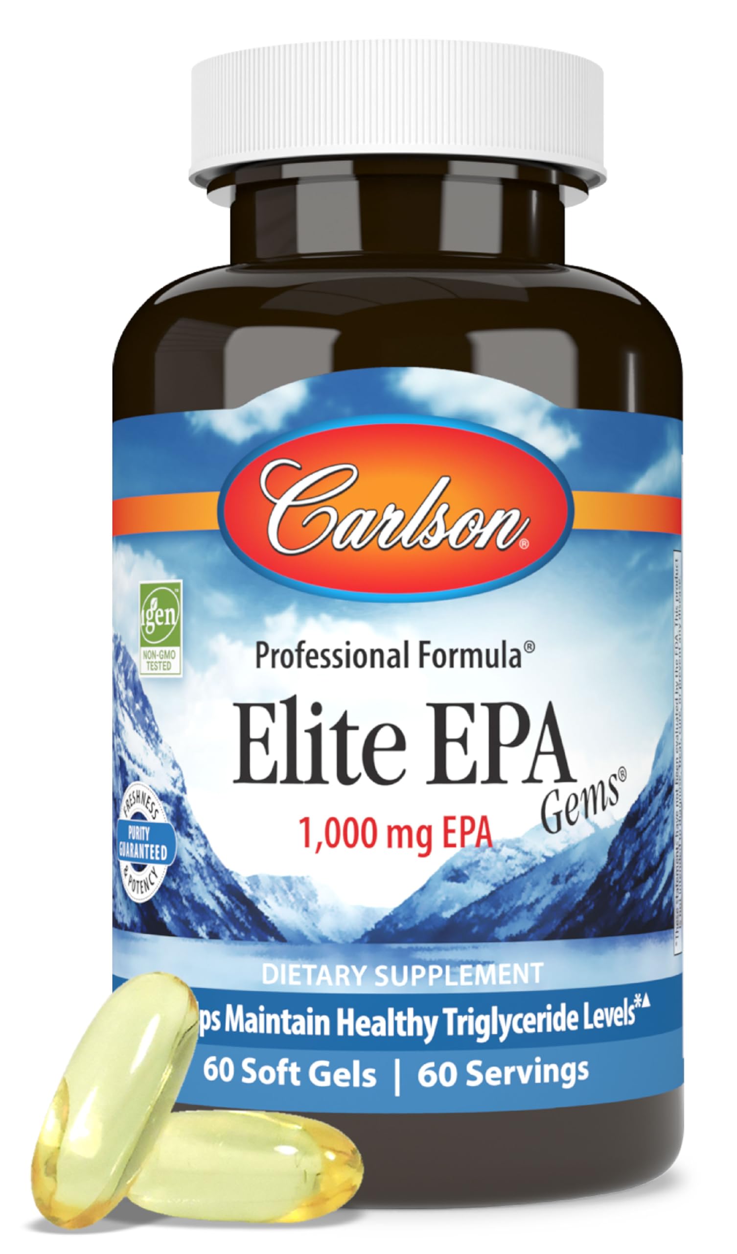 Carlson Elite EPA Gems bottle with 60 softgels