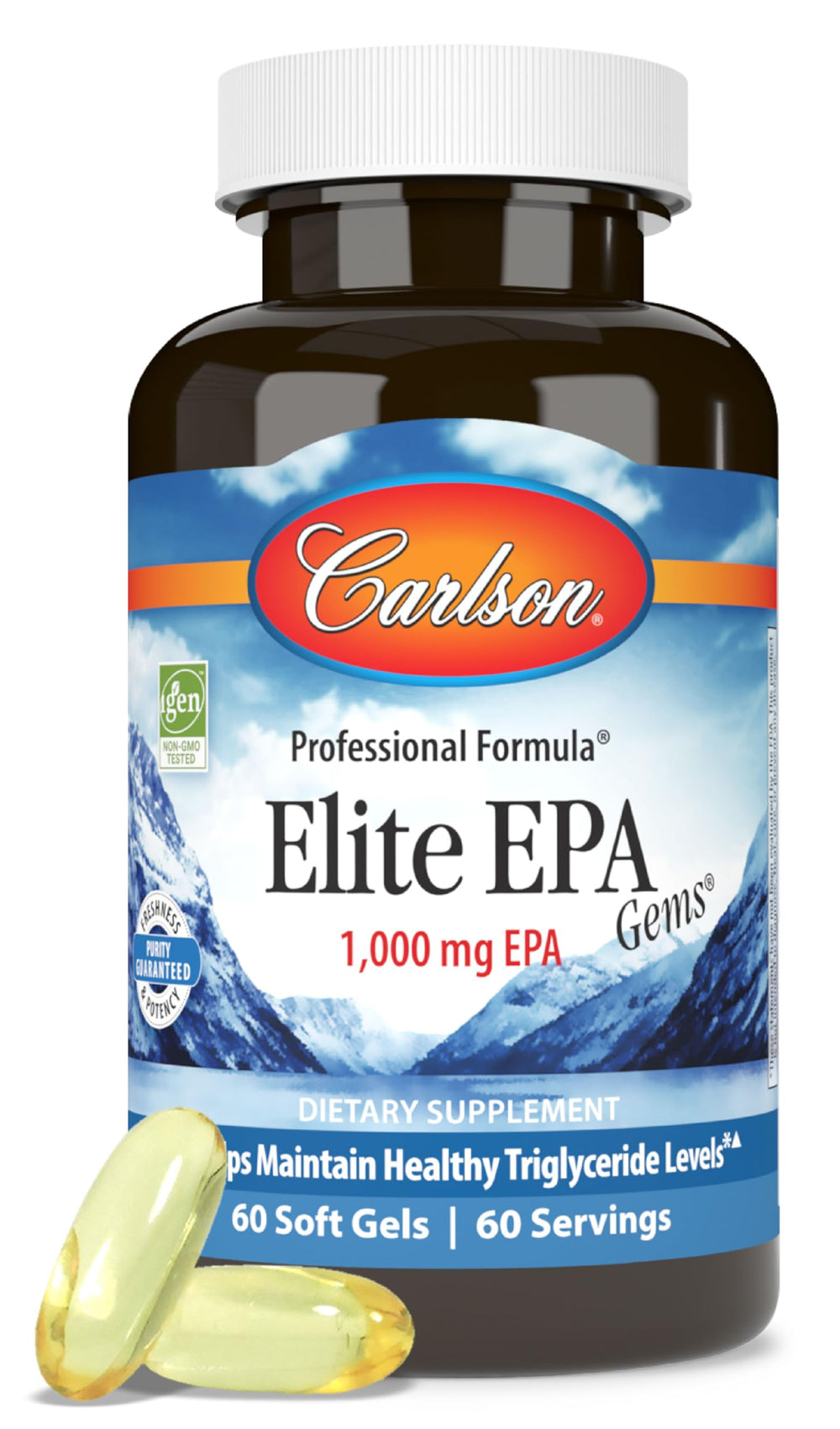 Carlson Elite EPA Gems bottle with 60 softgels