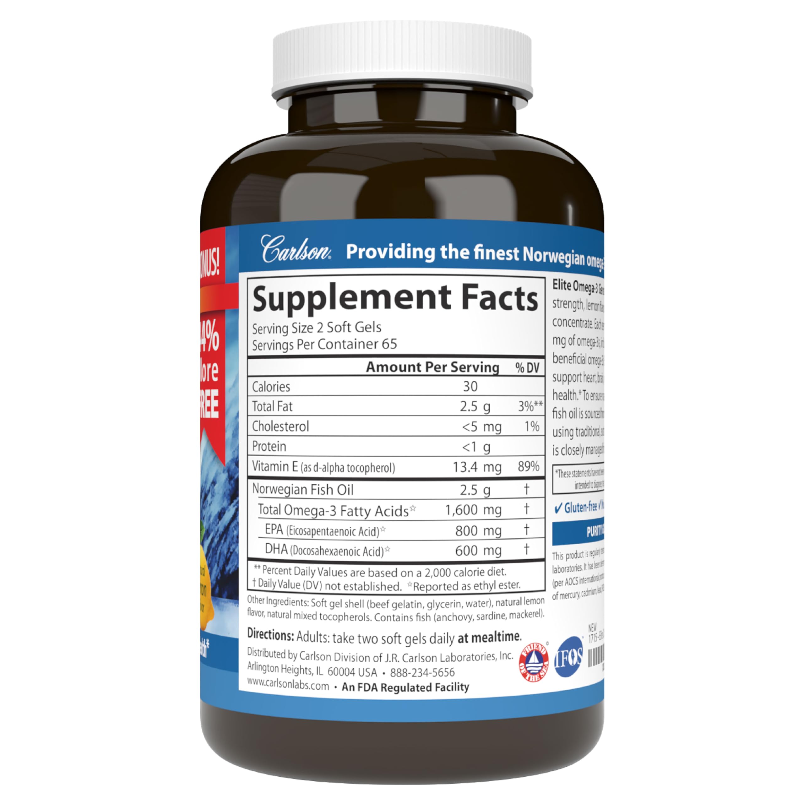 Product packaging with 130 softgels count