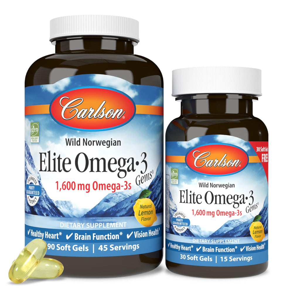 Carlson Labs Elite Omega-3 1600 mg Lemon Flavor bottle