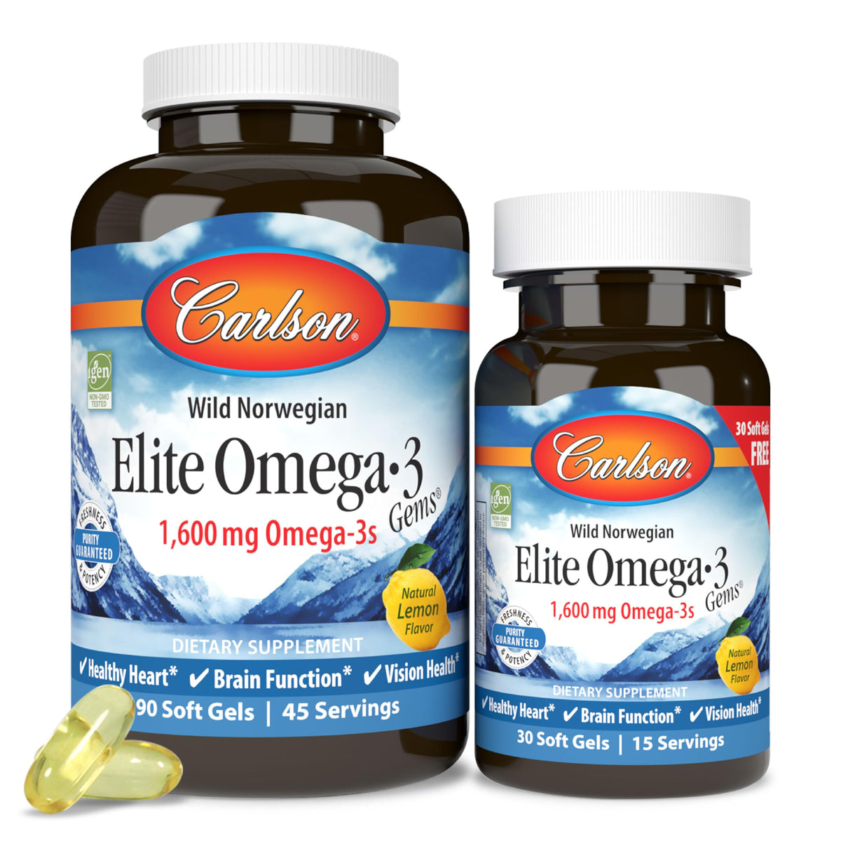 Carlson Labs Elite Omega-3 1600 mg Lemon Flavor bottle