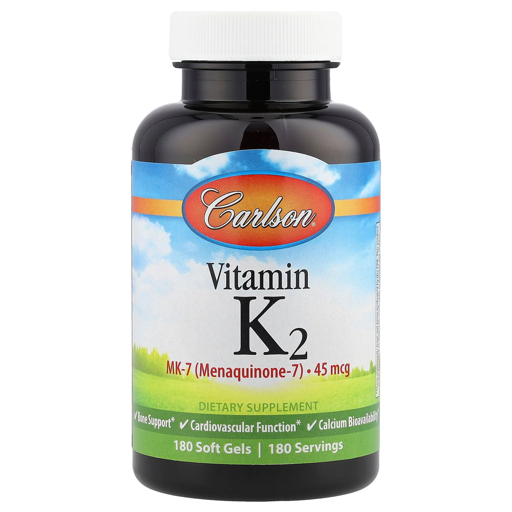 Carlson Labs Vitamin K2-7 45 mcg softgel bottle label