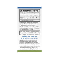 Close-up of Carlson K2 MK-7 bottle label