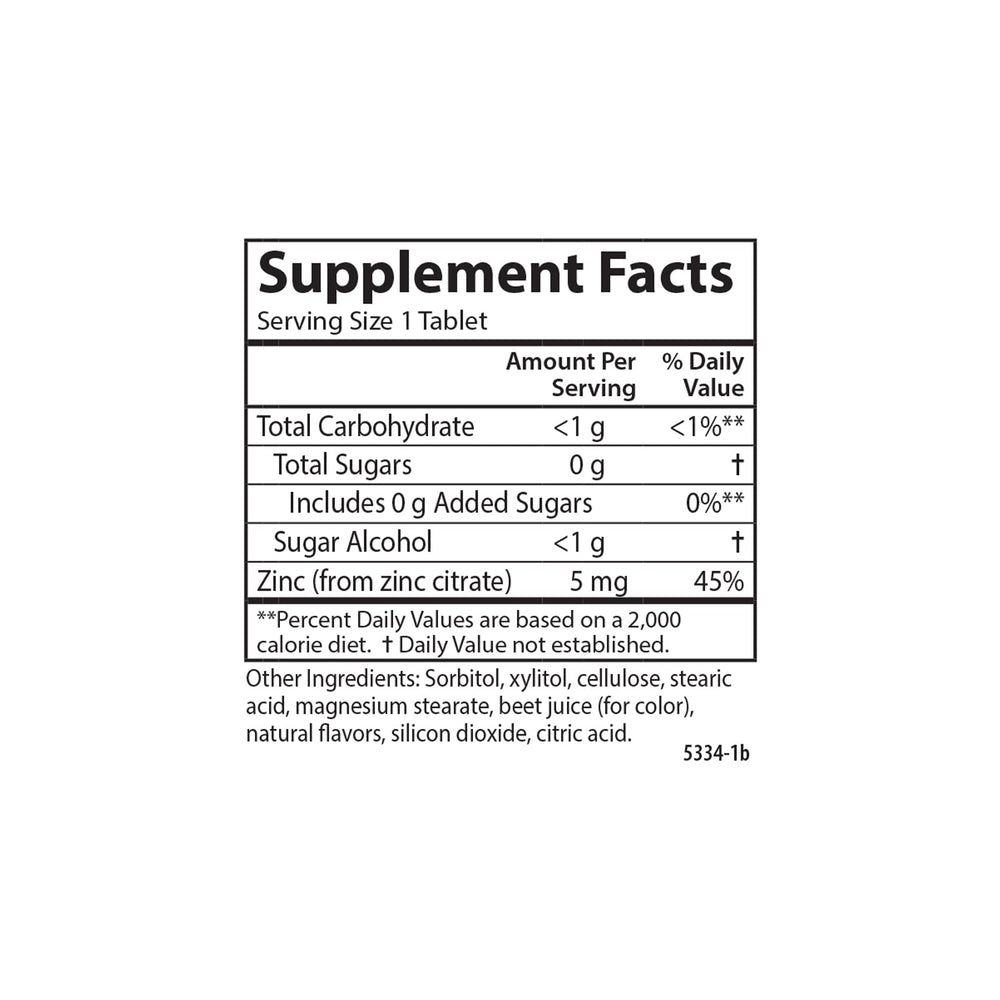 Animal-shaped zinc chewable for kids (5 mg zinc)