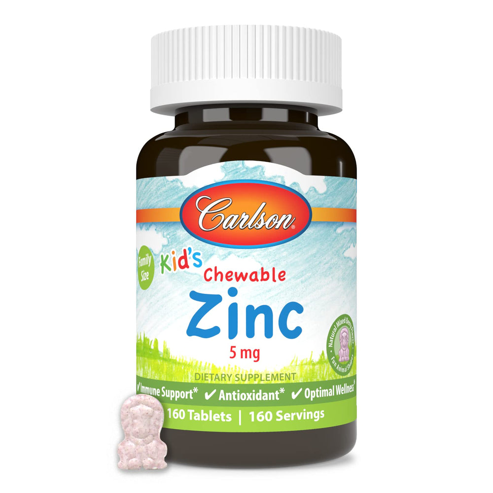 Nutrition information showing 5 mg zinc per chewable