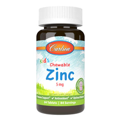 Hero image of Carlson Kids Chewable Zinc 5 mg tablets in mixed berry flavor