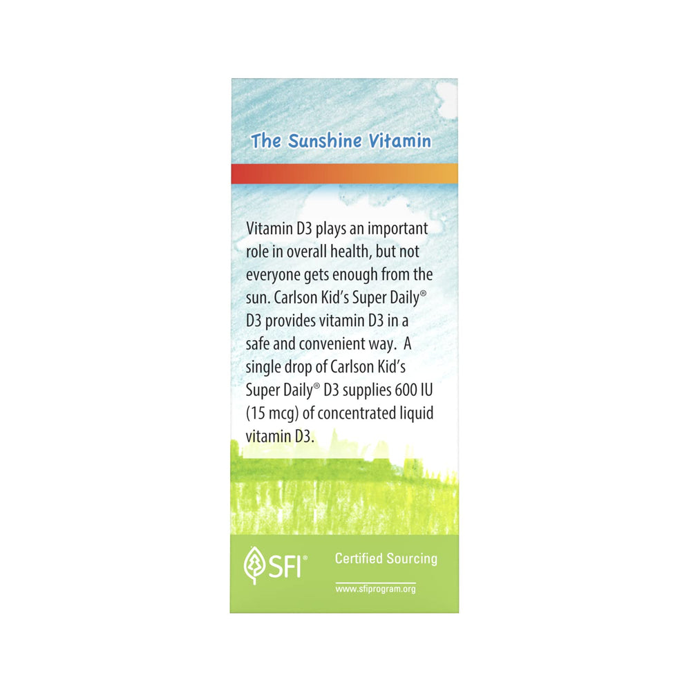 Label showing 600 IU per drop and 90 drops per bottle