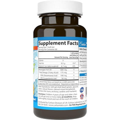 Orange-flavored DHA chewable softgels spilling from bottle