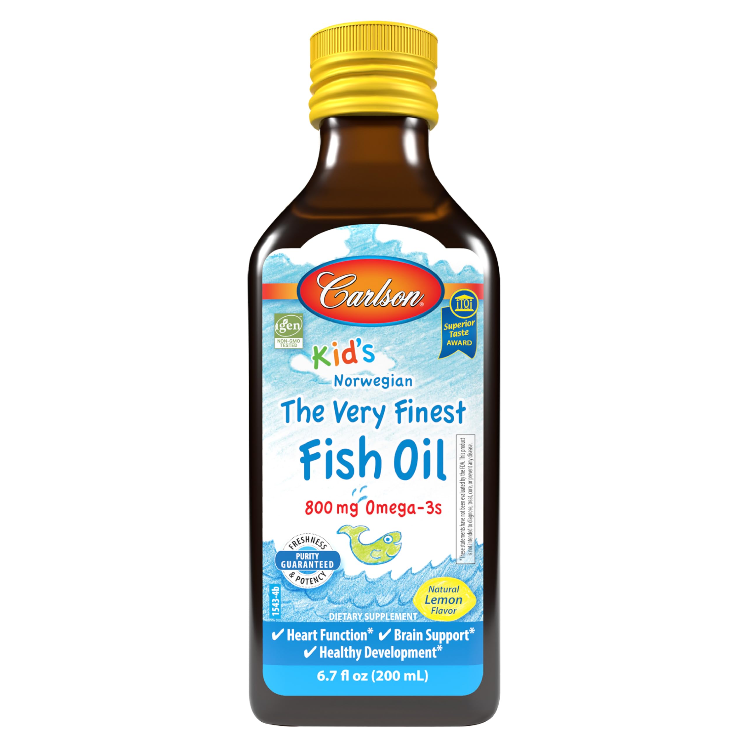 Carlson Kids The Very Finest Fish Oil Lemon bottle front view