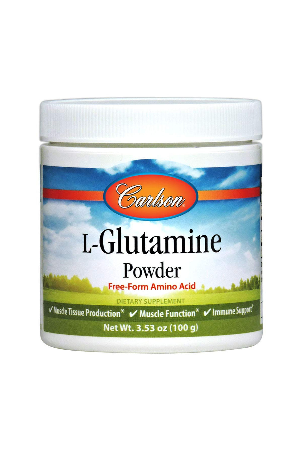 Carlson L-Glutamine powder 100 g jar label