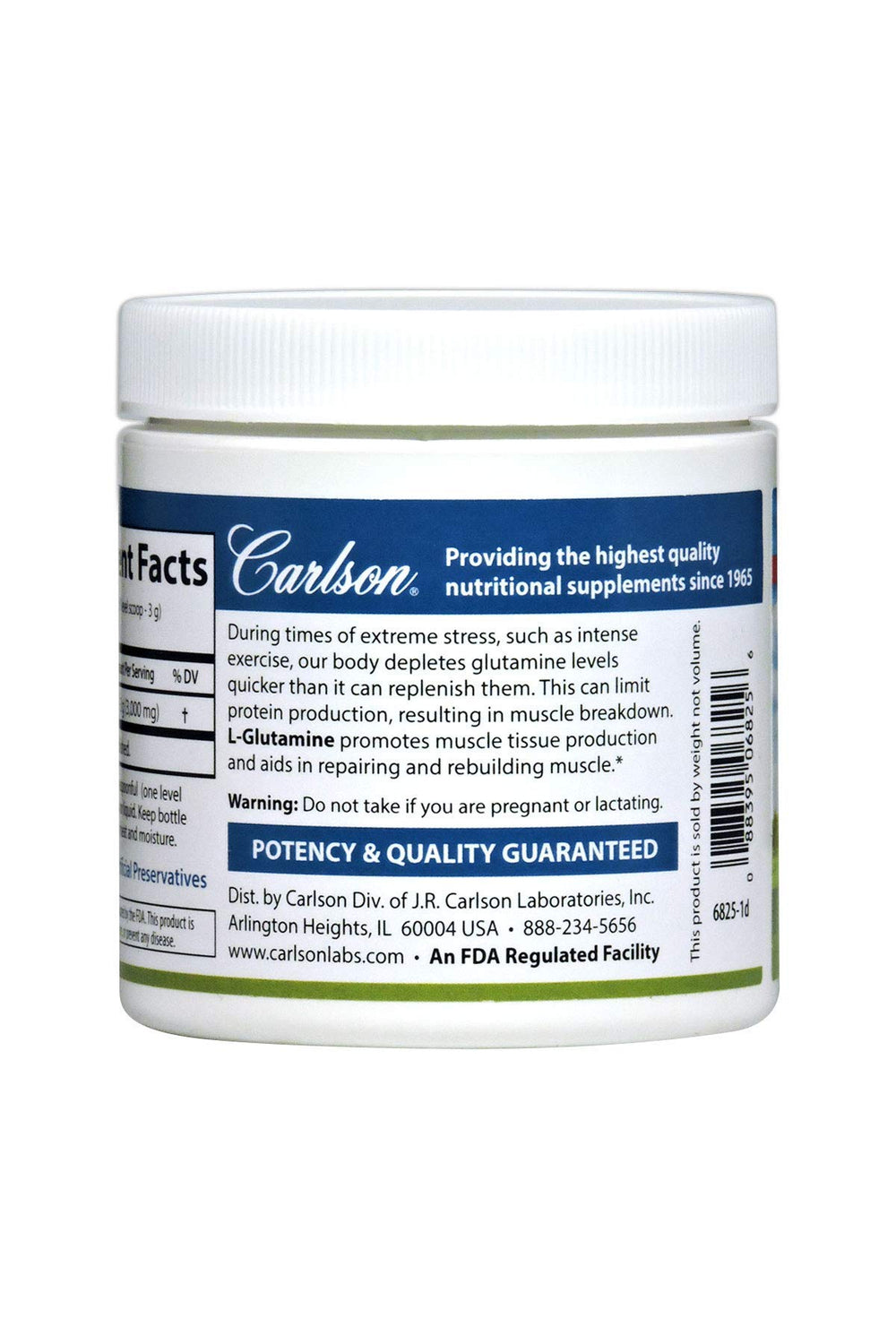 Measuring Carlson L-Glutamine powder with a scoop