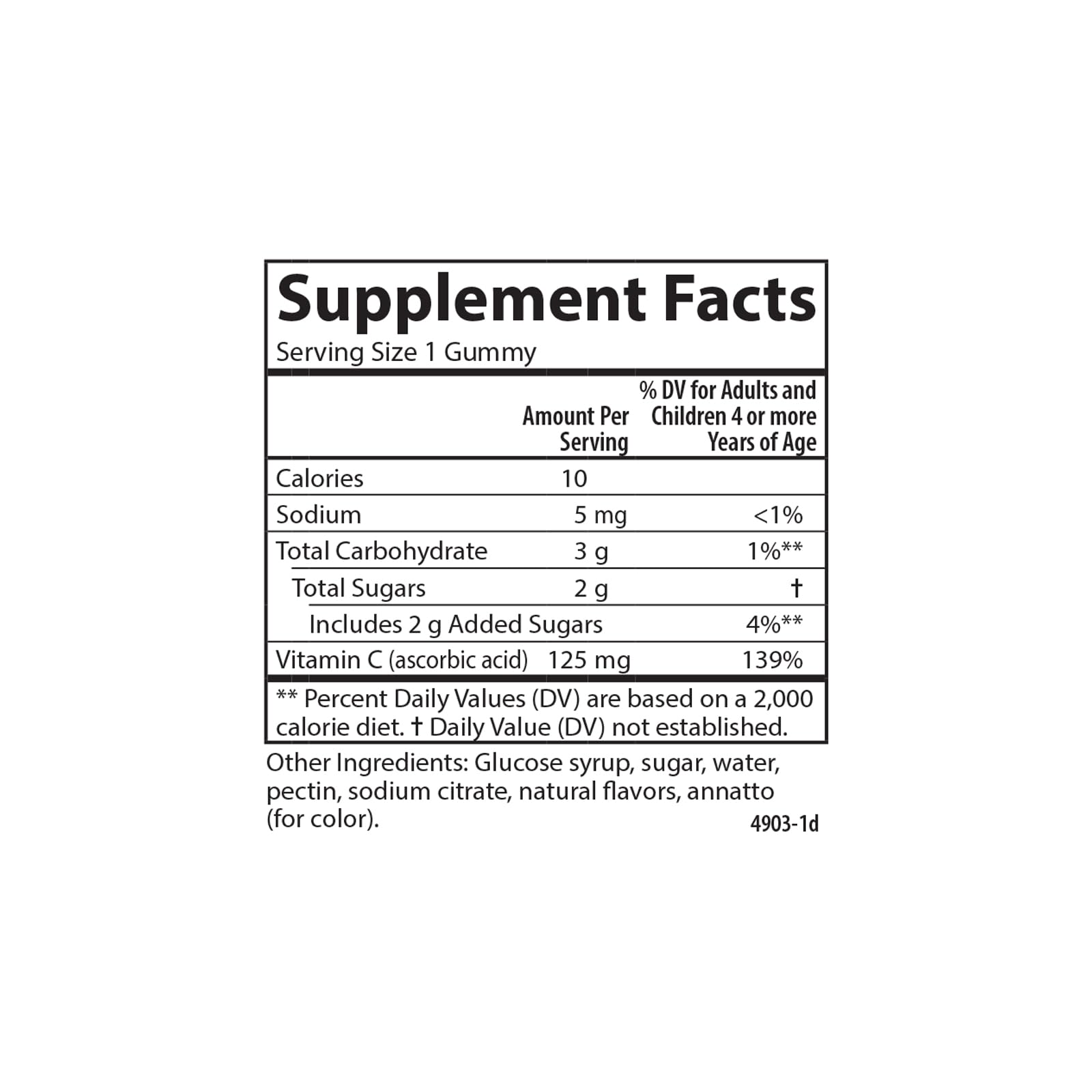 Back view of Carlson Labs Kids Vitamin C Gummies packaging