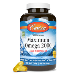 Front view of Carlson Maximum Omega 2000 bottle